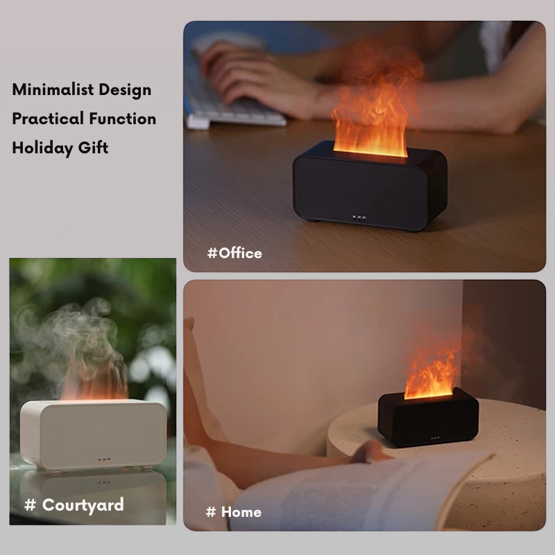 Minimalist Air Humidifier with Flame Imitation, with aromatherapy and LED lighting